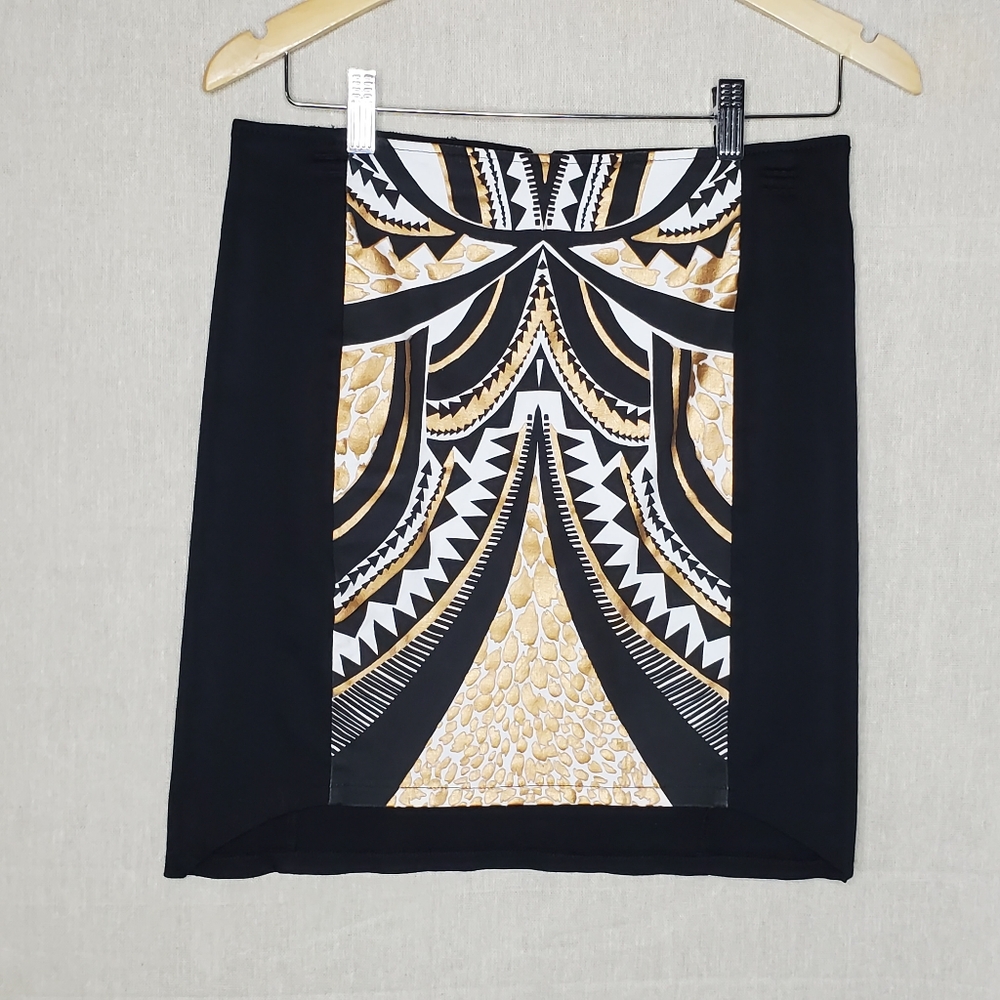 ☆MINKPINK Cleopatra Mini Skirt - Size Large Black White and Gold